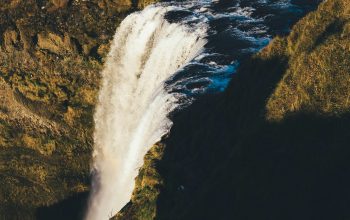 Wallpaper Aerial Photography of Waterfalls at Daytime