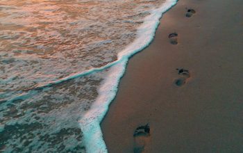 Wallpaper Footprints on Seashore