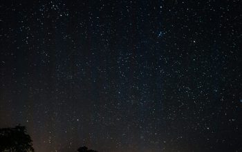 Wallpaper Brown Wooden House Near Body of Water Under Starry Night