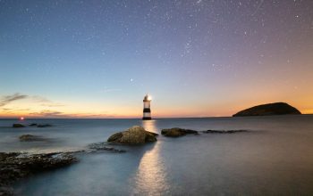 Wallpaper Turned On Black and White Lighthouse