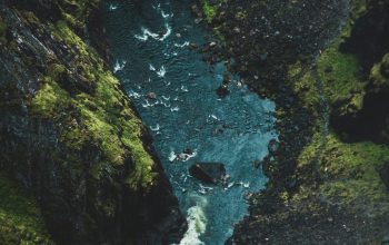 Wallpaper Waterfall Top-View Photography During Daytime