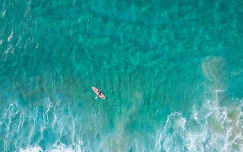 Wallpaper Aerial View of Person at Boat on Ocean