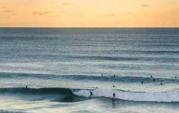 Wallpaper People Surfing During Golden Hour