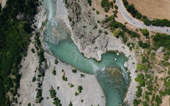 Wallpaper Aerial Photo of Winding River