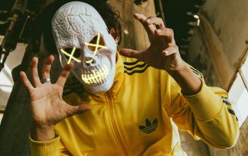 Wallpaper Person in Yellow Adidas Full-Zip Jacket Wearing Skull Mask