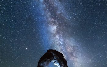 Wallpaper Natural Arch Milky Way Night
