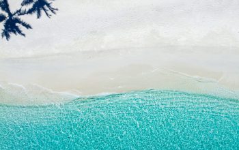 Wallpaper Aerial Photography Blue Boat Near Shore