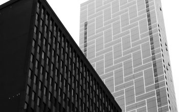 Wallpaper Grayscale High-Rise Building