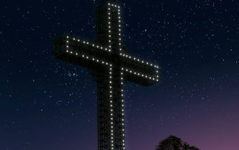 Wallpaper Black Cross Under Blue Night Sky