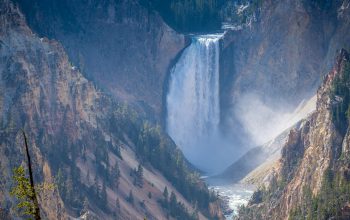 Wallpaper Waterfalls Between Mountains During Daytime