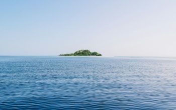 Wallpaper Green Island in the Middle of the Ocean