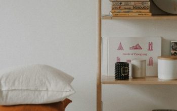 Wallpaper White Ceramic Bowl on Brown Wooden Shelf