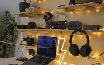 Wallpaper Black and Gray Laptop Computer Beside Black Headphones