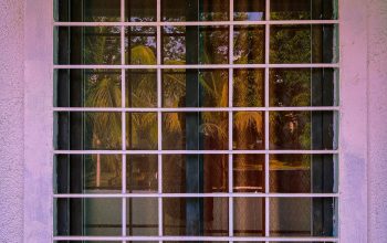 Wallpaper Blue Wooden Framed Glass Window