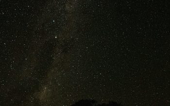 Wallpaper Silhouette of Mountain Under Starry Night