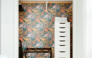 Wallpaper Bedroom Retreat: Serene Bed, Dresser, and Wallpaper Design