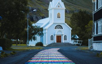Wallpaper A Church with a Steeple