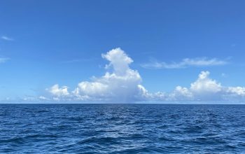 Wallpaper A Body of Water with a Large Cloud in the Distance