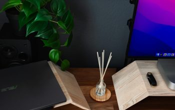 Wallpaper A Desk with a Computer and Papers