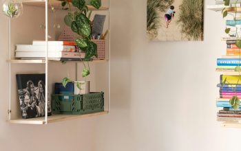 Wallpaper A Room with a Desk and Bookshelf