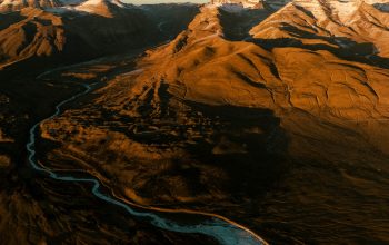 Wallpaper Aerial View of Mountain Range with River
