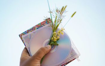 Wallpaper A Person Holding a CD with a Flower Inside