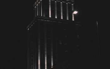 Wallpaper A Black and White Night Building