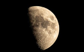 Wallpaper A Half Moon Shines Brightly in the Dark Sky