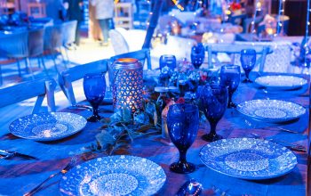 Wallpaper An Elegant Outdoor Dinner Table Set for the Night